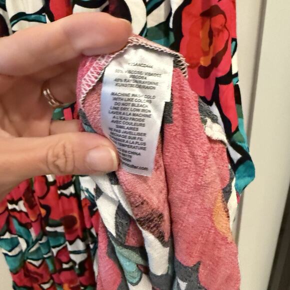 Anthropologie Corey Lynn Calter Tiered Short Sleeve Dress Size Medium Floral - Picture 16 of 16